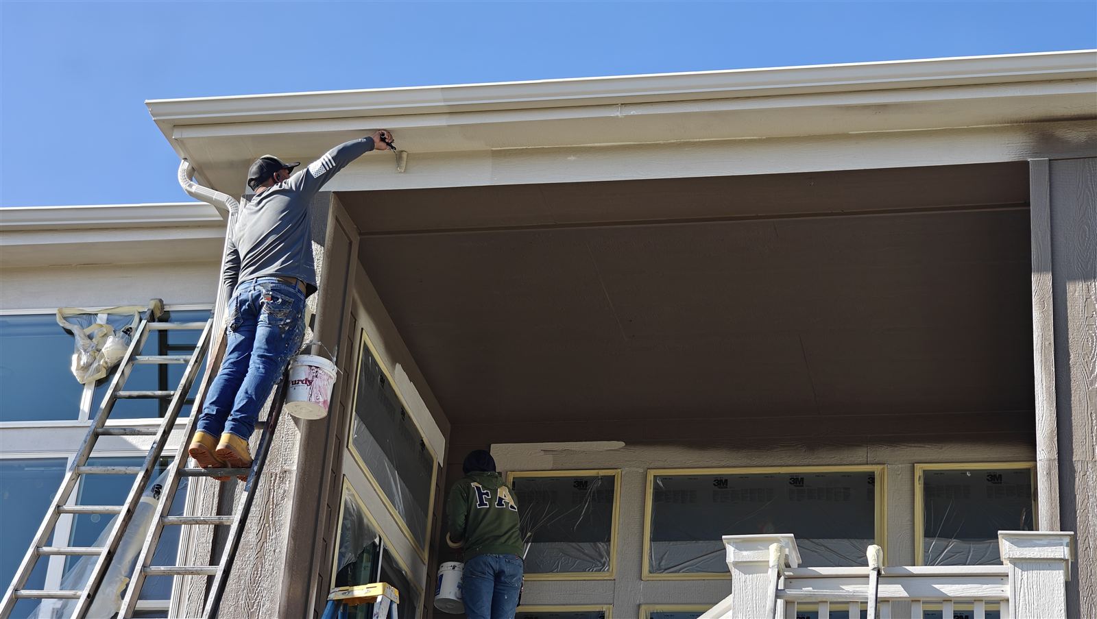 Freshly painted two-story home exterior in Arvada, Colorado